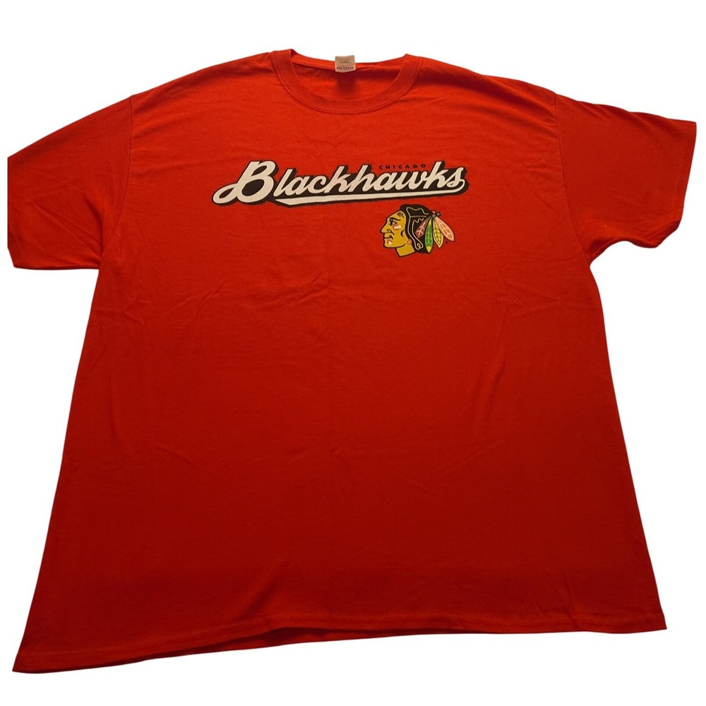Gildan Chicago Blackhawks Red T-Shirt Men's XL Lakeside Bank Promo NHL‎ Hockey